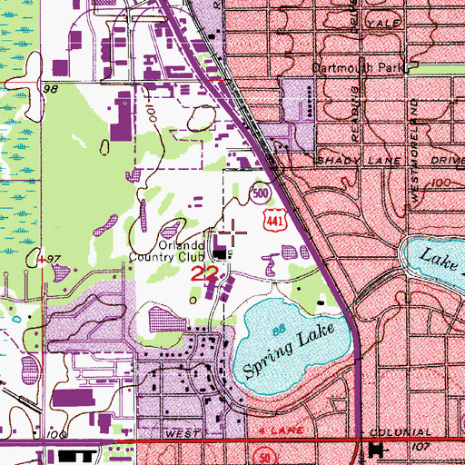 Topographic Map of Orlando Country Club, FL