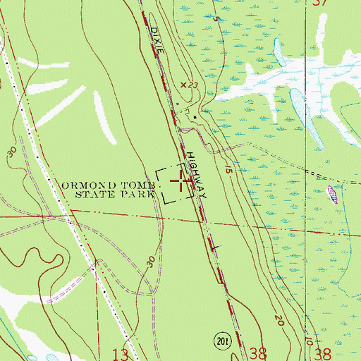 Topographic Map of Ormond Tomb State Park, FL