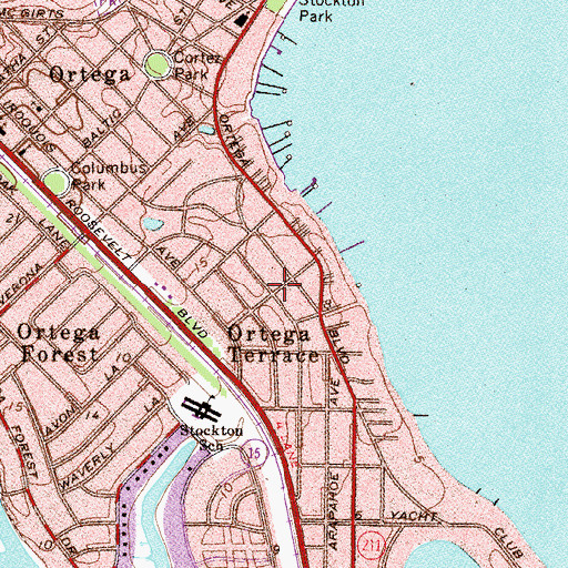 Topographic Map of Ortega Terrace, FL