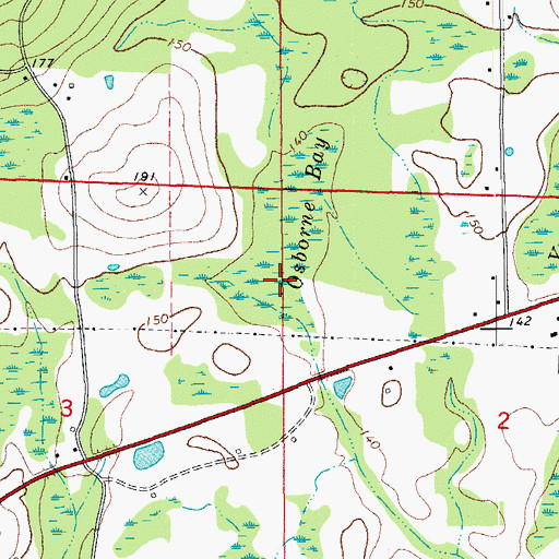 Topographic Map of Osborne Bay, FL