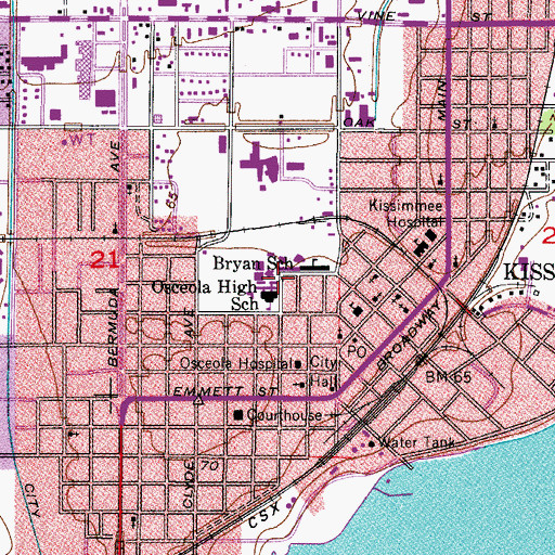 Topographic Map of Osceola High School, FL