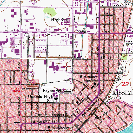 Topographic Map of Osceola Regional Medical Center, FL