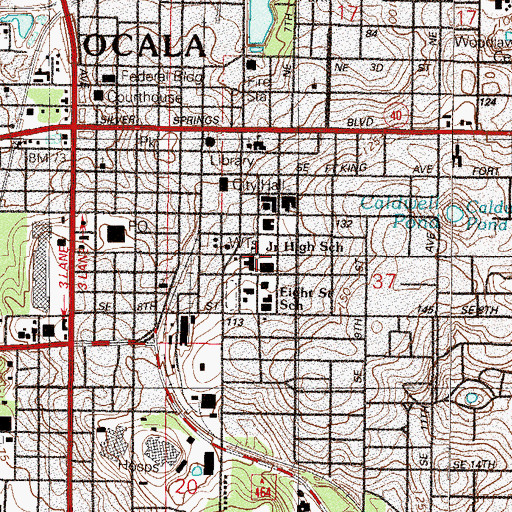 Topographic Map of Osceola Middle School, FL