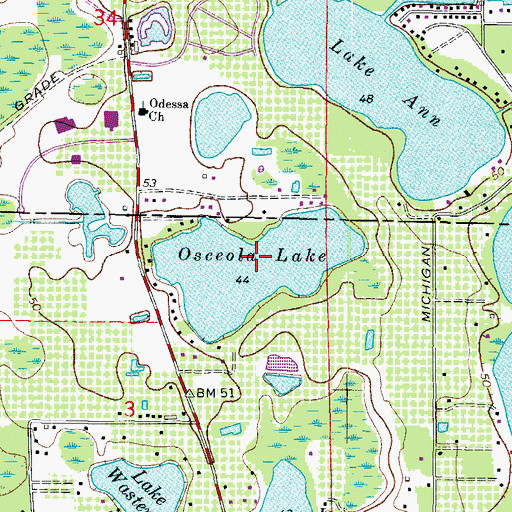 Topographic Map of Osceola Lake, FL