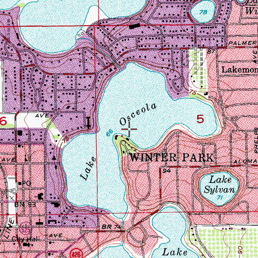 Topographic Map of Lake Osceola, FL