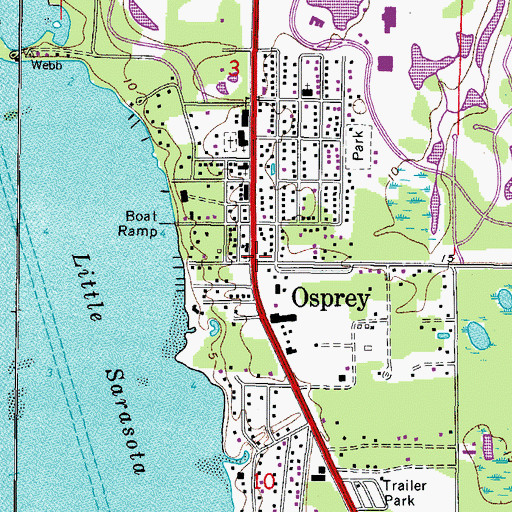 Topographic Map of Osprey, FL