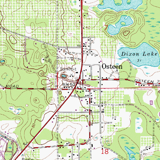 Topographic Map of Osteen, FL