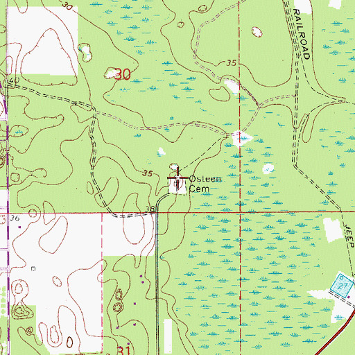 Topographic Map of Osteen Cemetery, FL