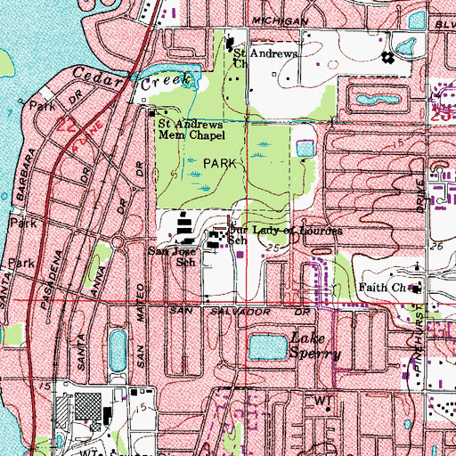 Topographic Map of Our Lady of Lourdes Catholic School, FL