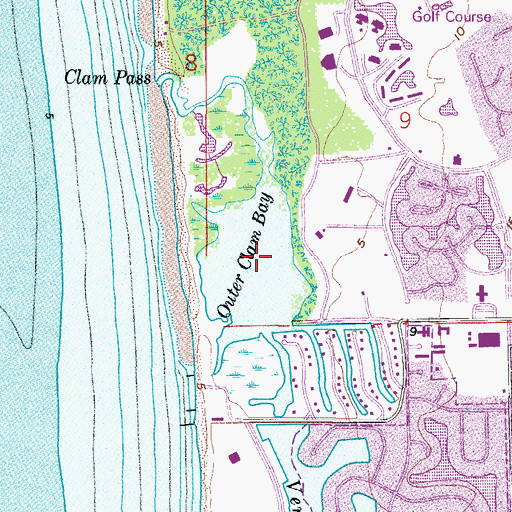 Topographic Map of Outer Clam Bay, FL
