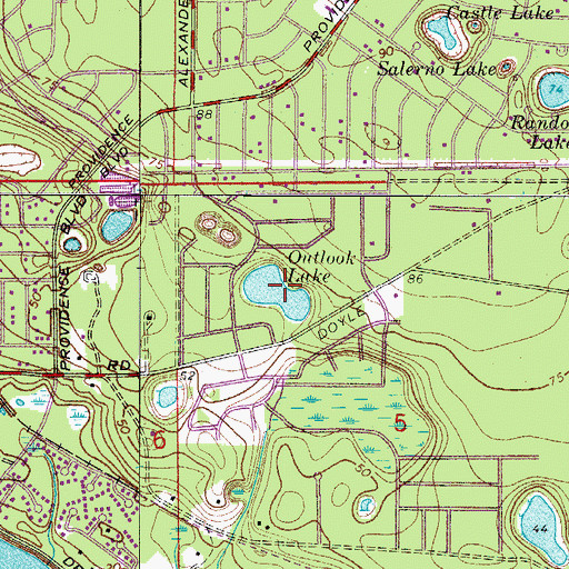 Topographic Map of Outlook Lake, FL