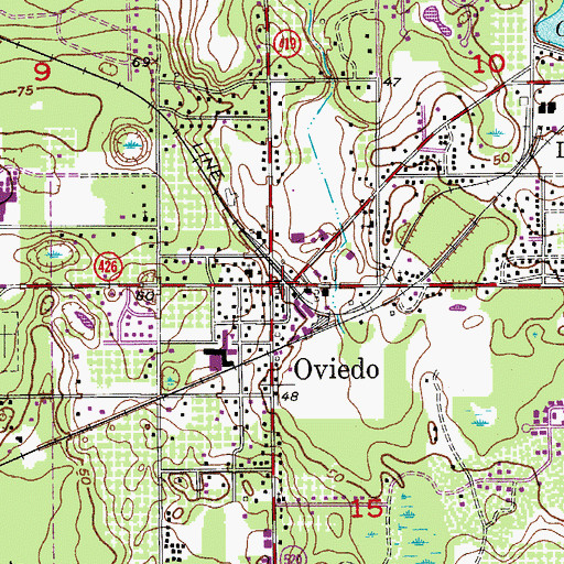 Topographic Map of Oviedo, FL