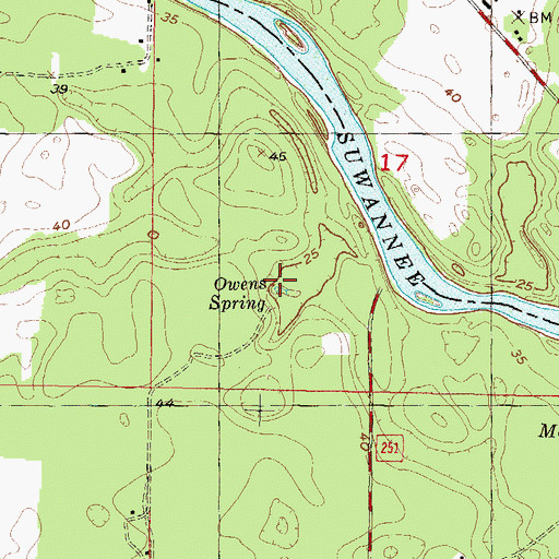 Topographic Map of Owens Spring, FL