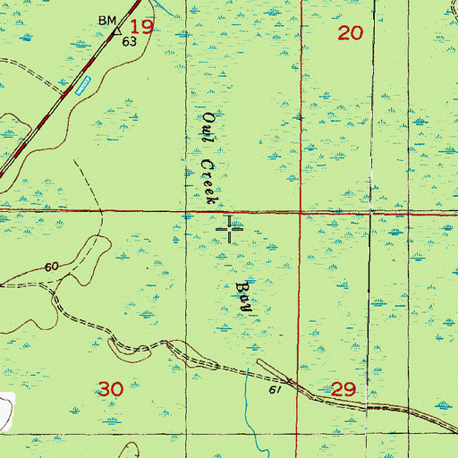 Topographic Map of Owl Creek Bay, FL