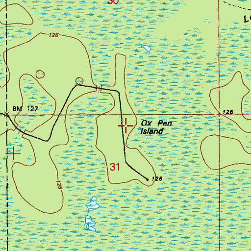 Topographic Map of Ox Pen Island, FL