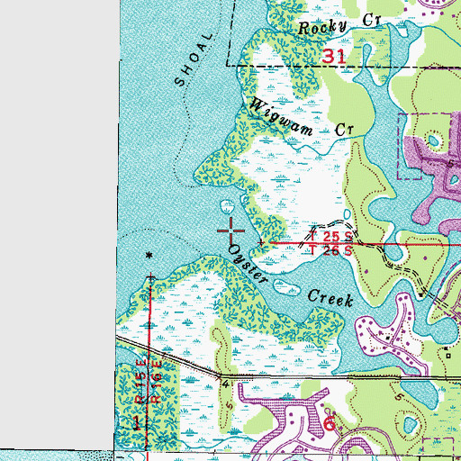 Topographic Map of Oyster Creek, FL