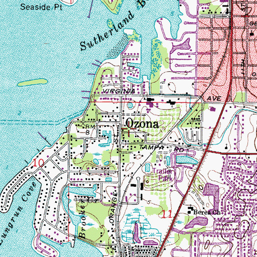 Topographic Map of Ozona, FL