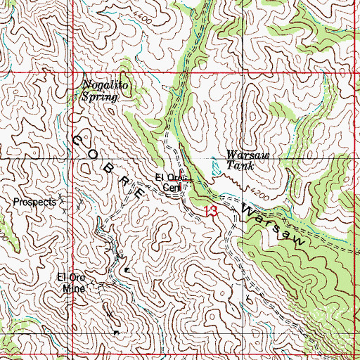 Topographic Map of El Oro Cemetery, AZ