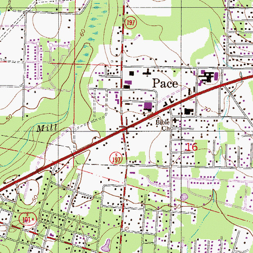 Topographic Map of Pace, FL
