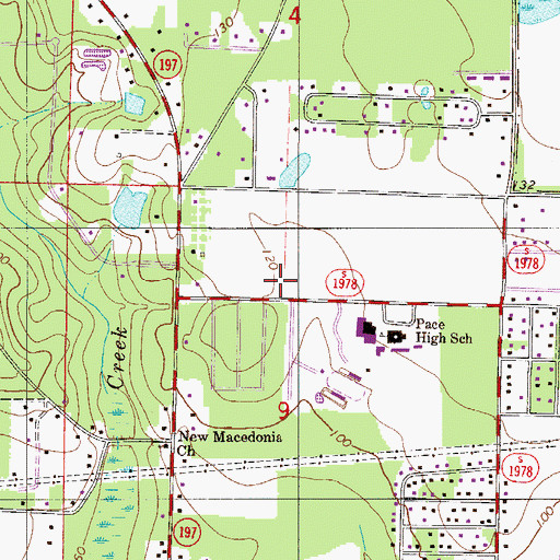 Topographic Map of Pace High School, FL