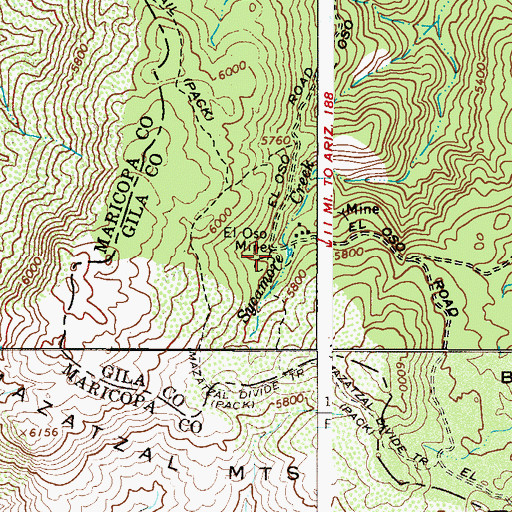 Topographic Map of El Oso Mine, AZ