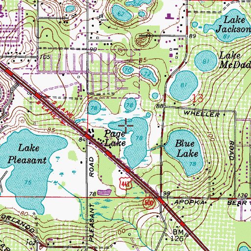 Topographic Map of Page Lake, FL