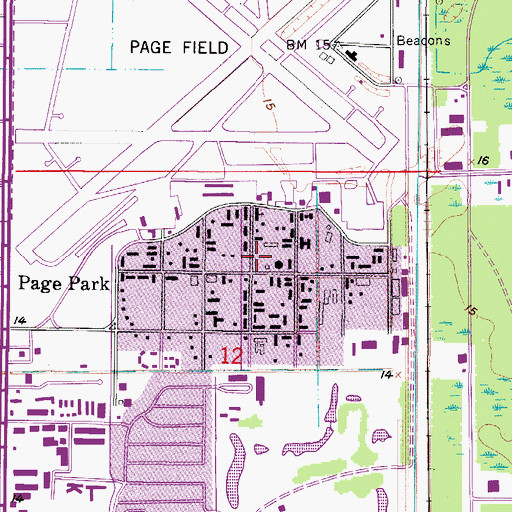 Topographic Map of Page Park, FL