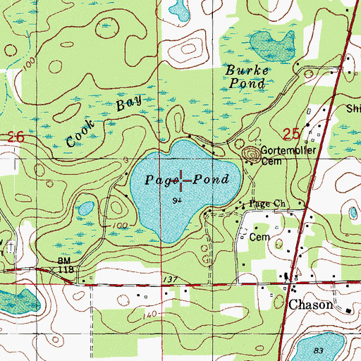 Topographic Map of Page Pond, FL