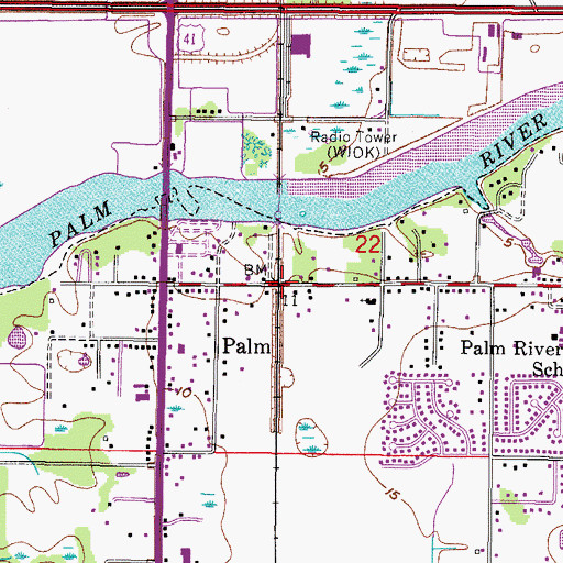 Topographic Map of Palm River, FL