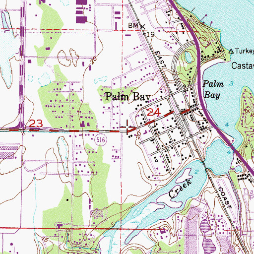 Topographic Map of Palm Bay, FL