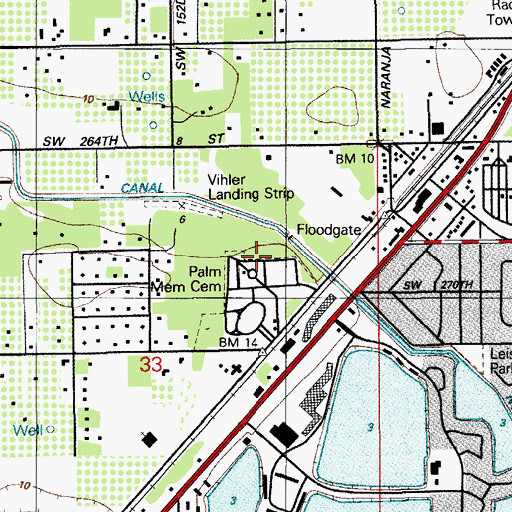 Topographic Map of Palm Memorial Cemetery, FL