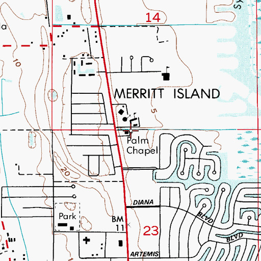 Topographic Map of Palm Chapel, FL