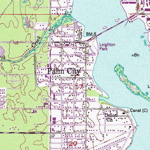 Topographic Map of Palm City, FL