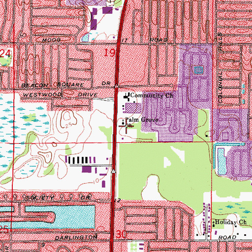 Topographic Map of Palm Grove Church, FL
