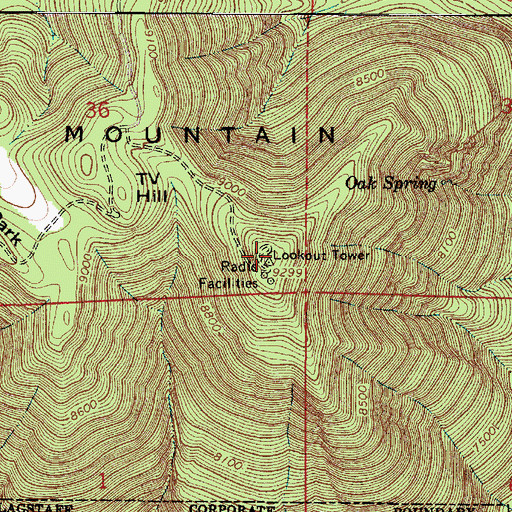 Topographic Map of Elden Mountain, AZ