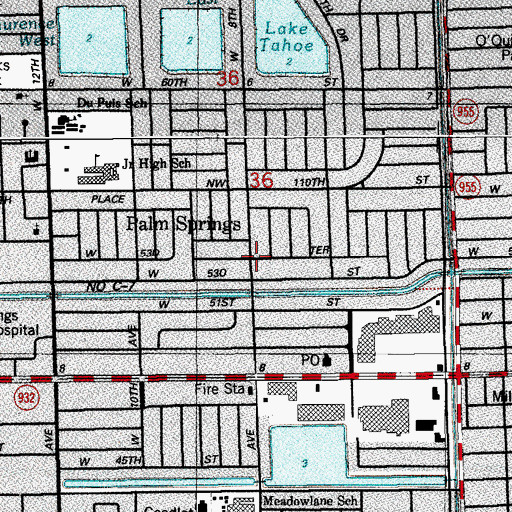 Topographic Map of Palm Springs, FL