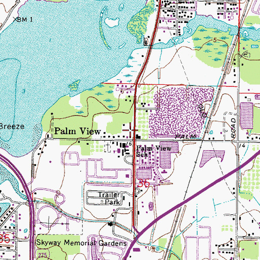Topographic Map of Palm View, FL
