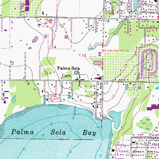 Topographic Map of Palma Sola Church, FL
