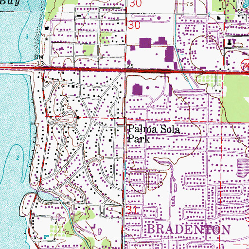 Topographic Map of Palma Sola Park, FL
