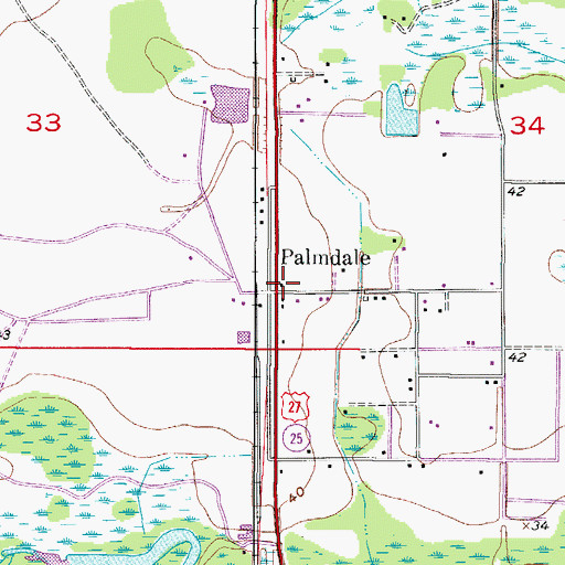 Topographic Map of Palmdale, FL