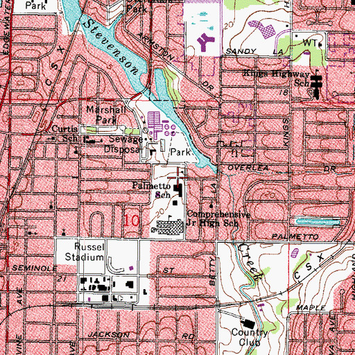 Topographic Map of Palmetto School, FL