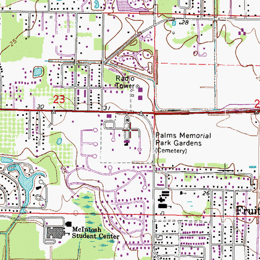 Topographic Map of Palms Memorial Park Gardens, FL