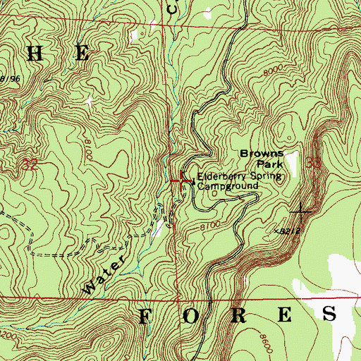 Topographic Map of Elderberry Spring Campground, AZ