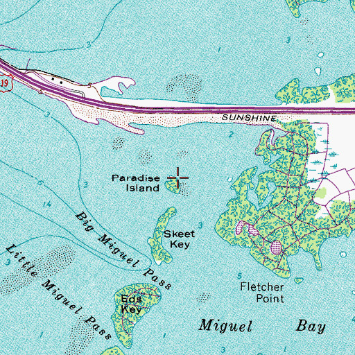 Topographic Map of Paradise Island, FL