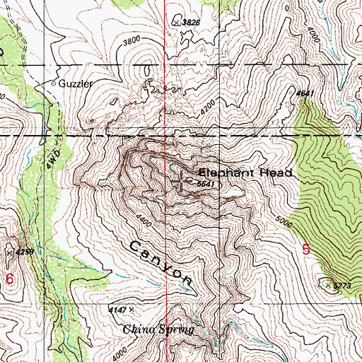 Topographic Map of Elephant Head, AZ