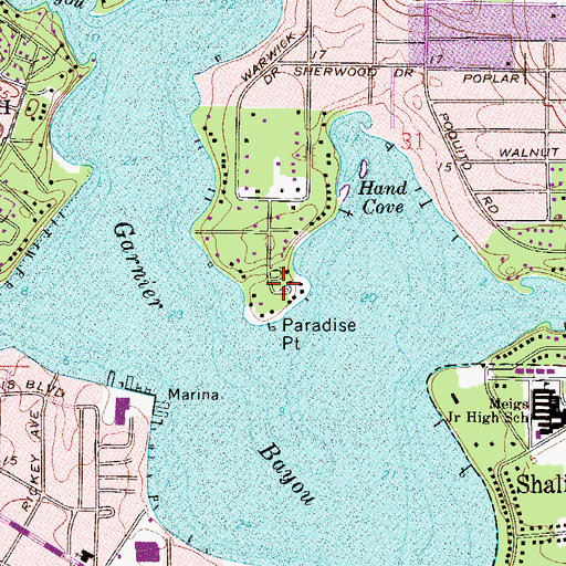 Topographic Map of Paradise Point, FL