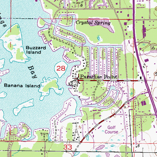 Topographic Map of Paradise Point, FL
