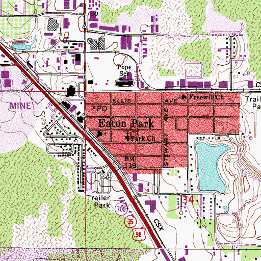Topographic Map of Park Church, FL