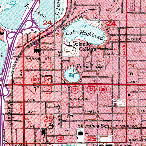 Topographic Map of Park Lake, FL