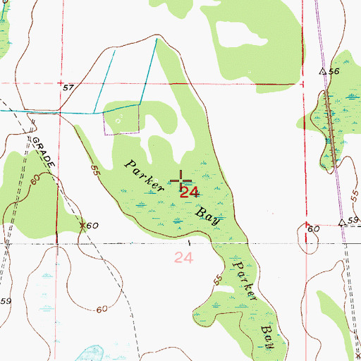 Topographic Map of Parker Bay, FL